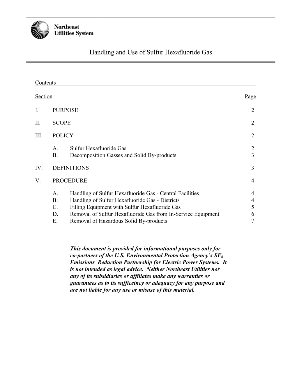 Handling and Use of Sulfur Hexafluoride Gas