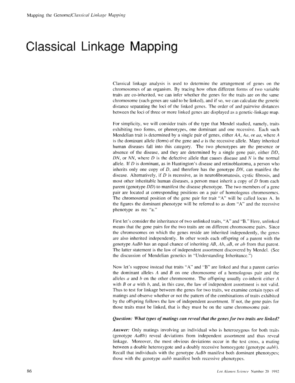 Classical Linkage Mapping