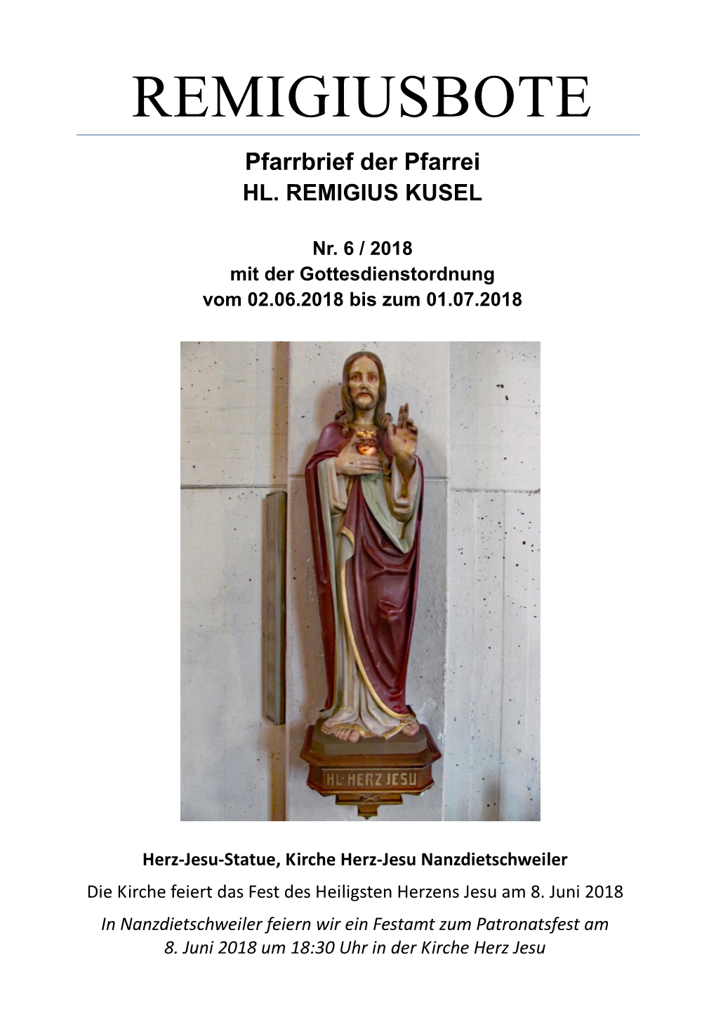 REMIGIUSBOTE Pfarrbrief Der Pfarrei HL