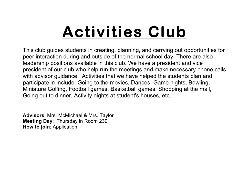 Activities Club