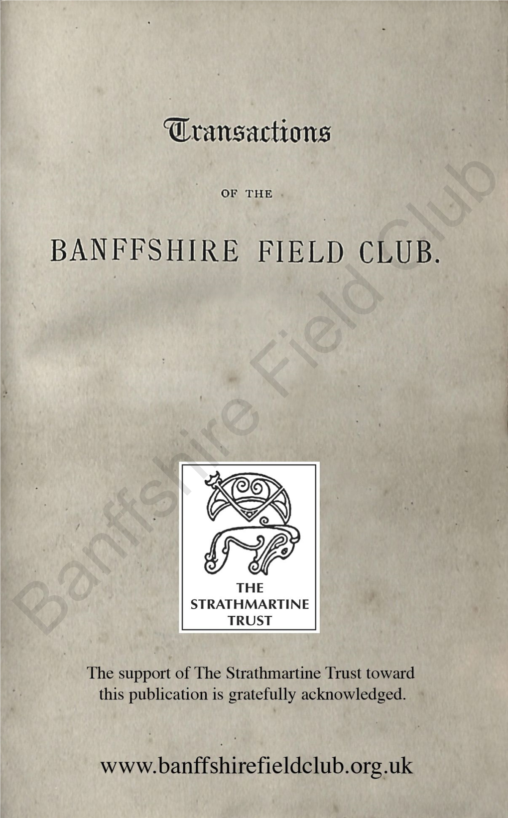 Banffshire Field Club Transactions 1908-1909