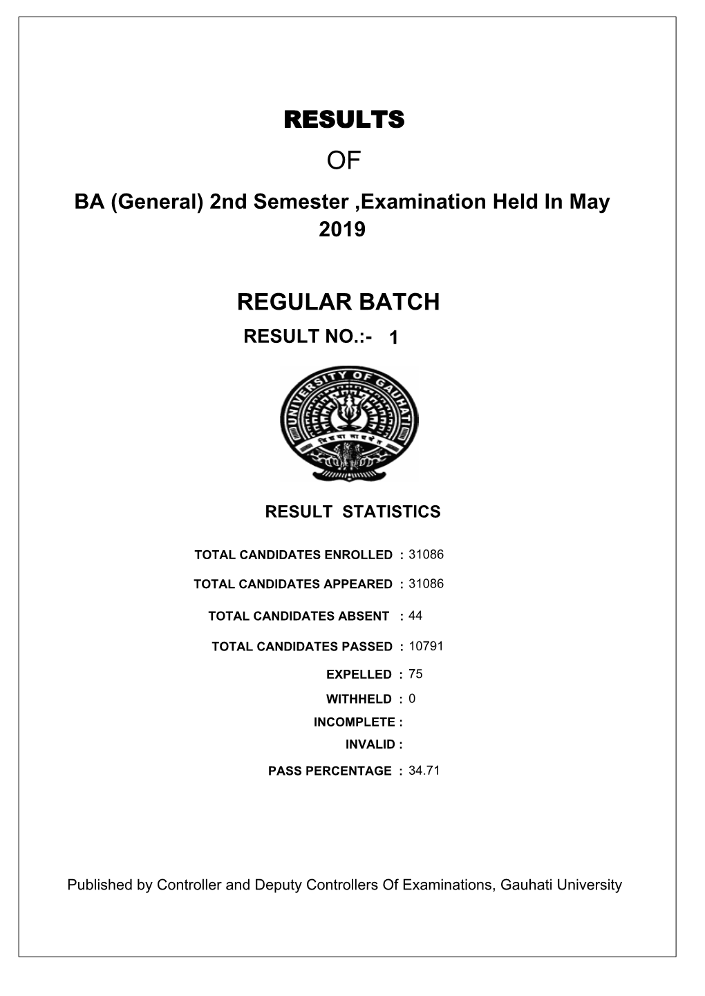 BA (General) 2Nd Semester ,Examination Held in May 2019