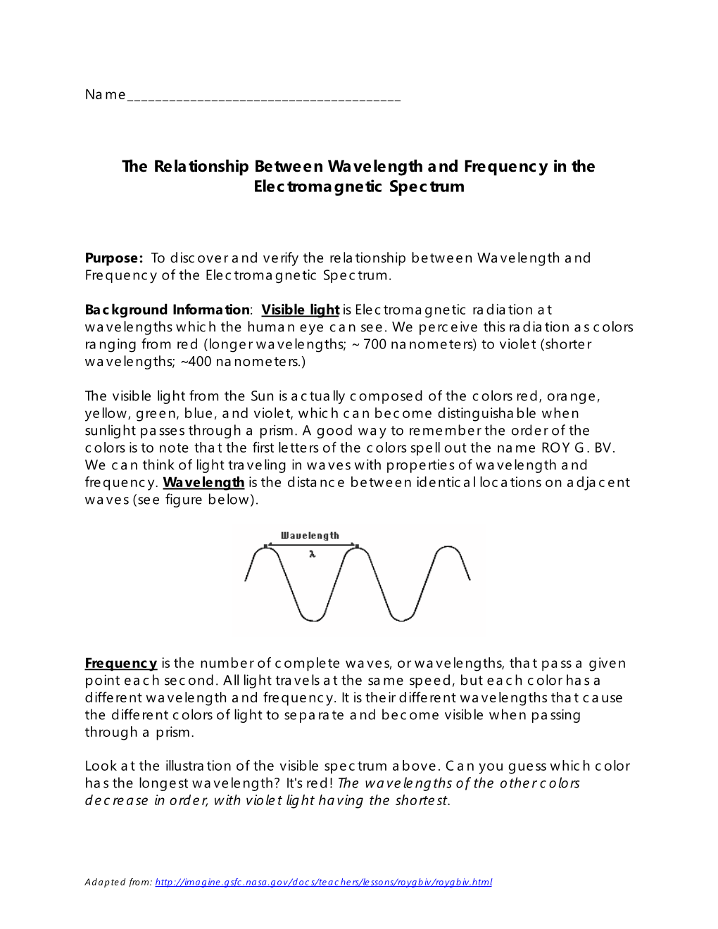 The Relationship Between Wavelength and Frequency in the Electromagnetic Spectrum