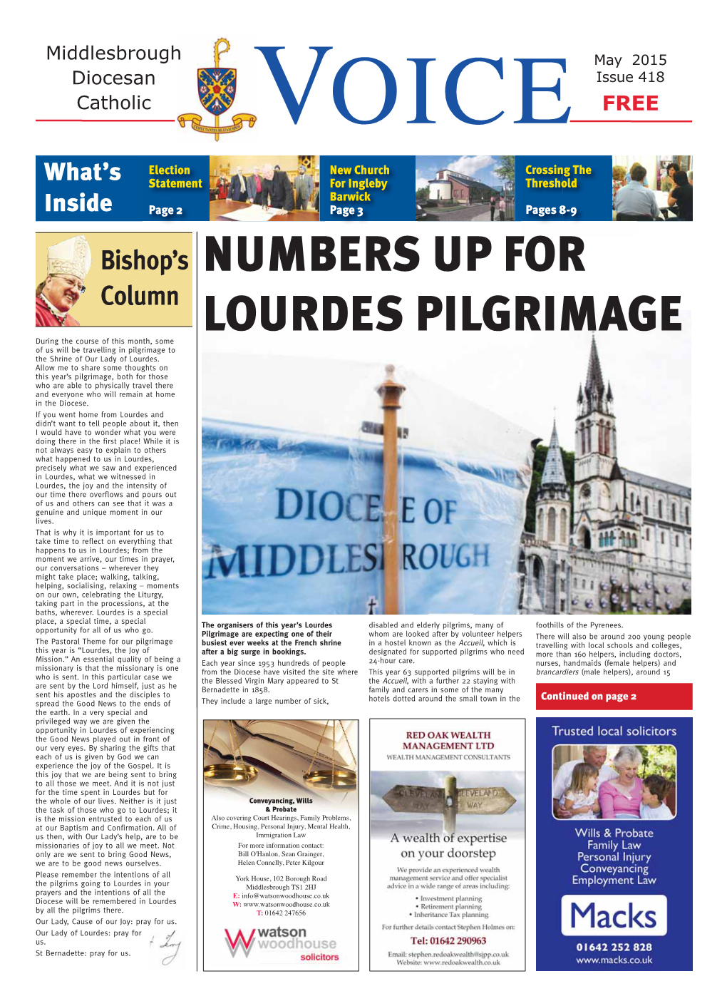 May 2015 Diocesan Issue 418 Catholic VOICE FREE