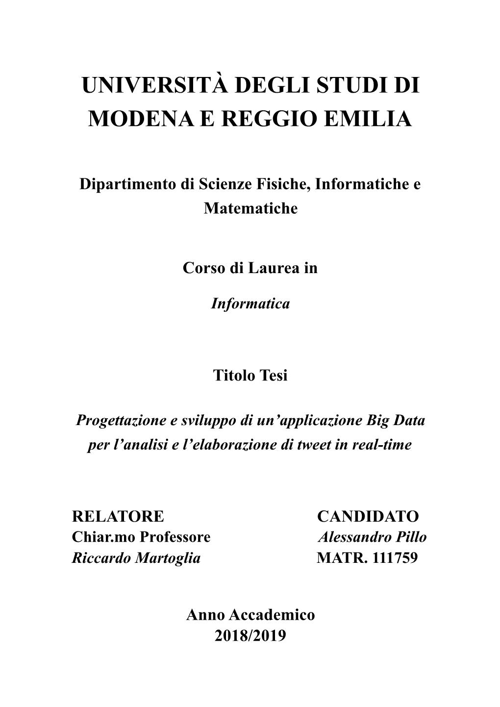 Parte I Studio Delle Tecnologie Utili Per L'analisi, L'elaborazione E L'interrogazione Di Big Data