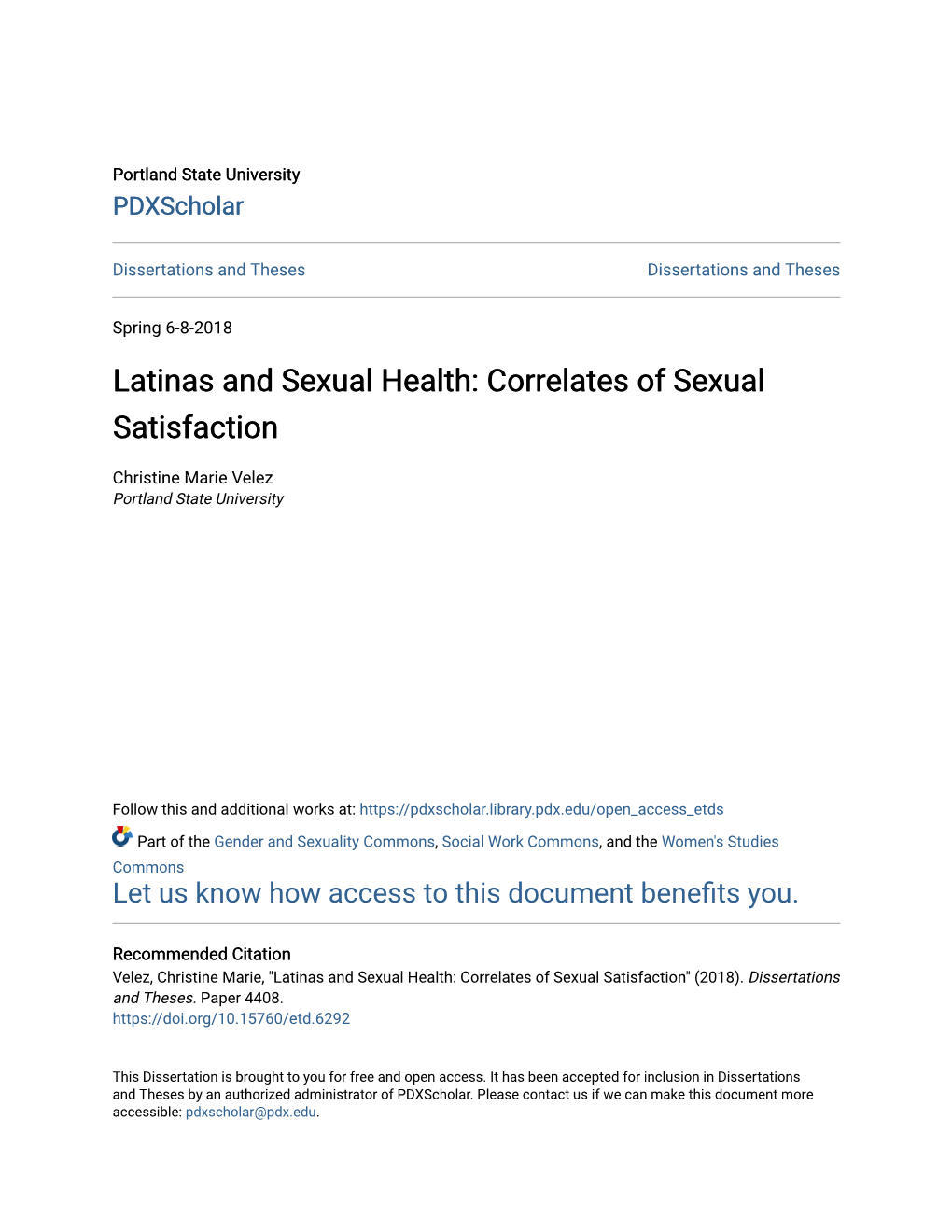 Latinas and Sexual Health: Correlates of Sexual Satisfaction