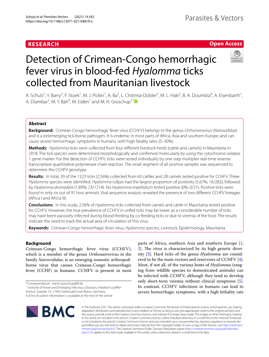 Detection of Crimean-Congo Hemorrhagic Fever Virus in Blood