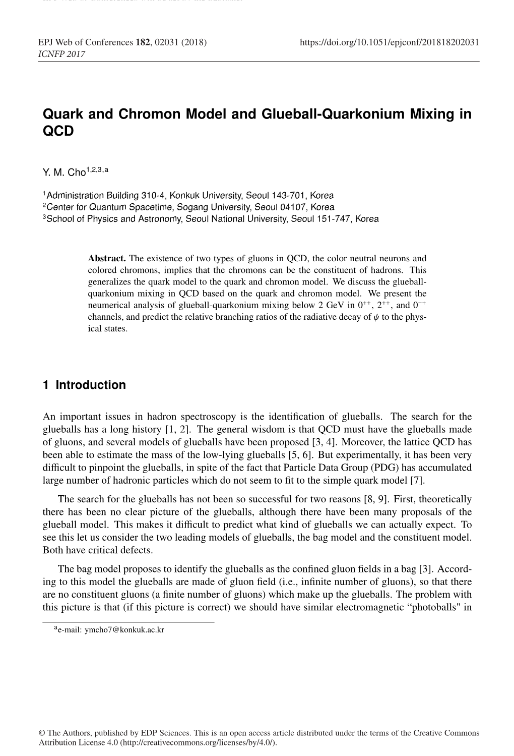 Quark and Chromon Model and Glueball-Quarkonium Mixing in QCD