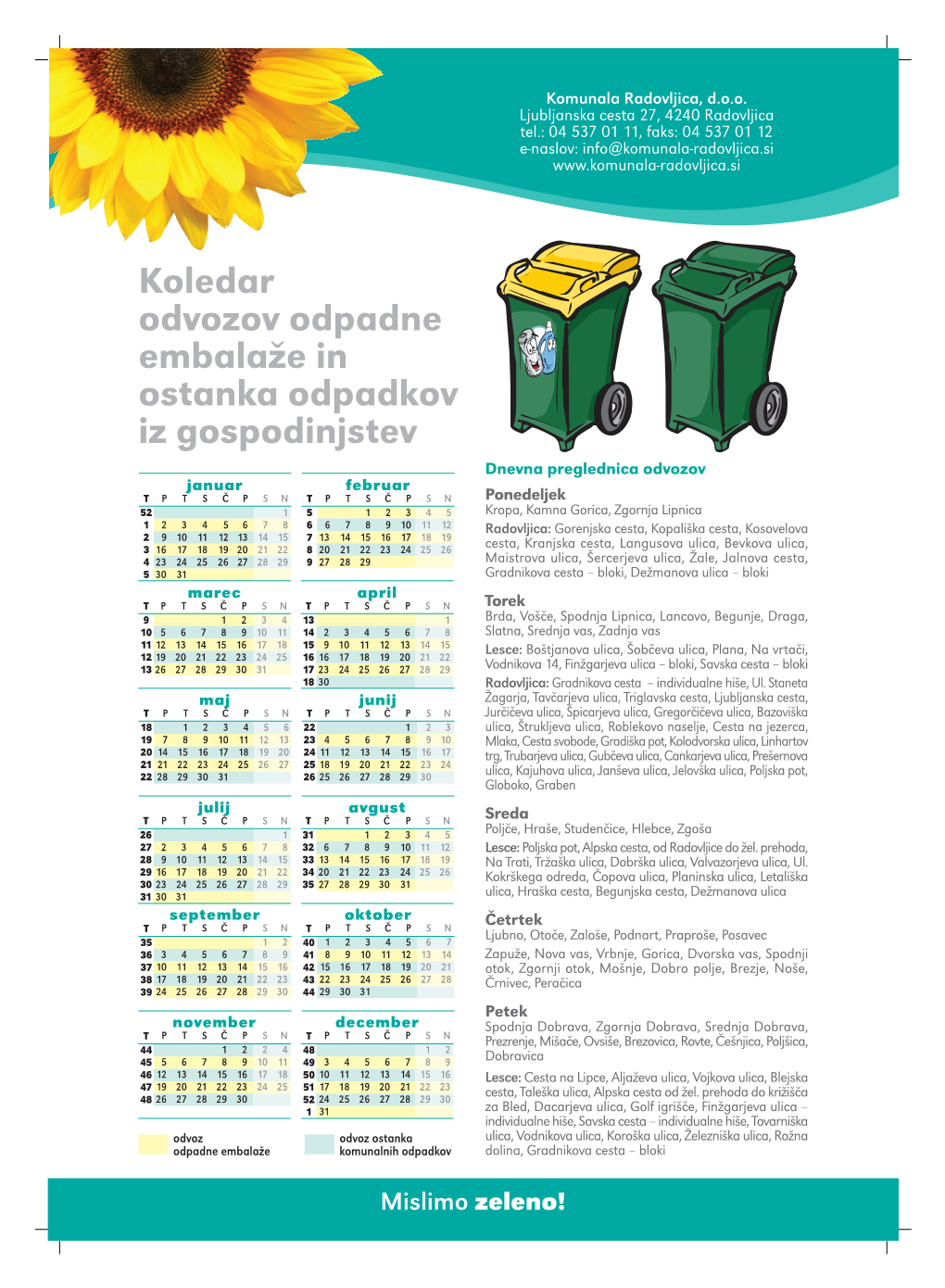 Razpored Odvoza Odpadkov 2012