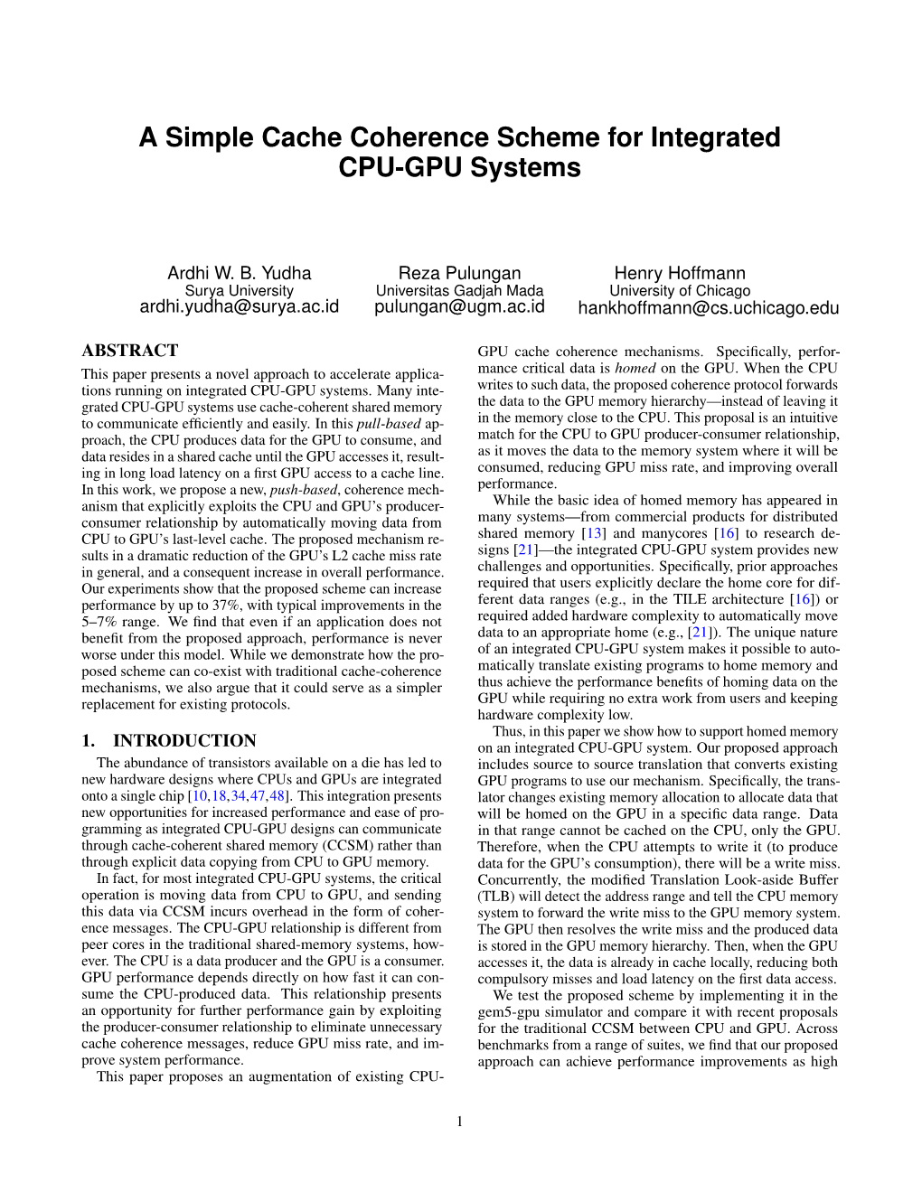 A Simple Cache Coherence Scheme for Integrated CPU-GPU Systems