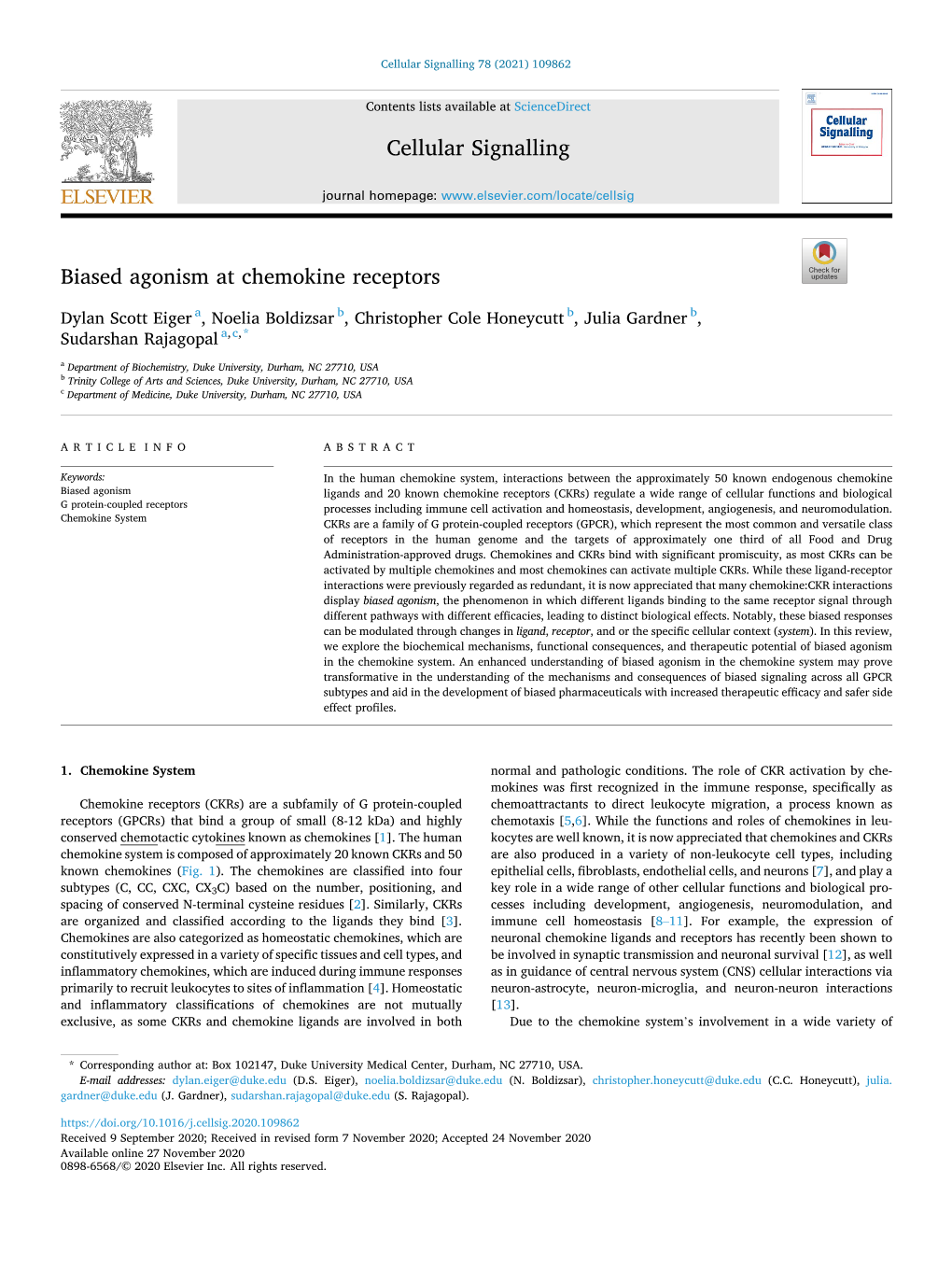 Biased Agonism at Chemokine Receptors