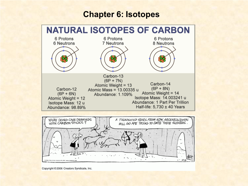 Chapter 6: Isotopes Chart of the Nuclides Stable Versus Radioactive Isotopes