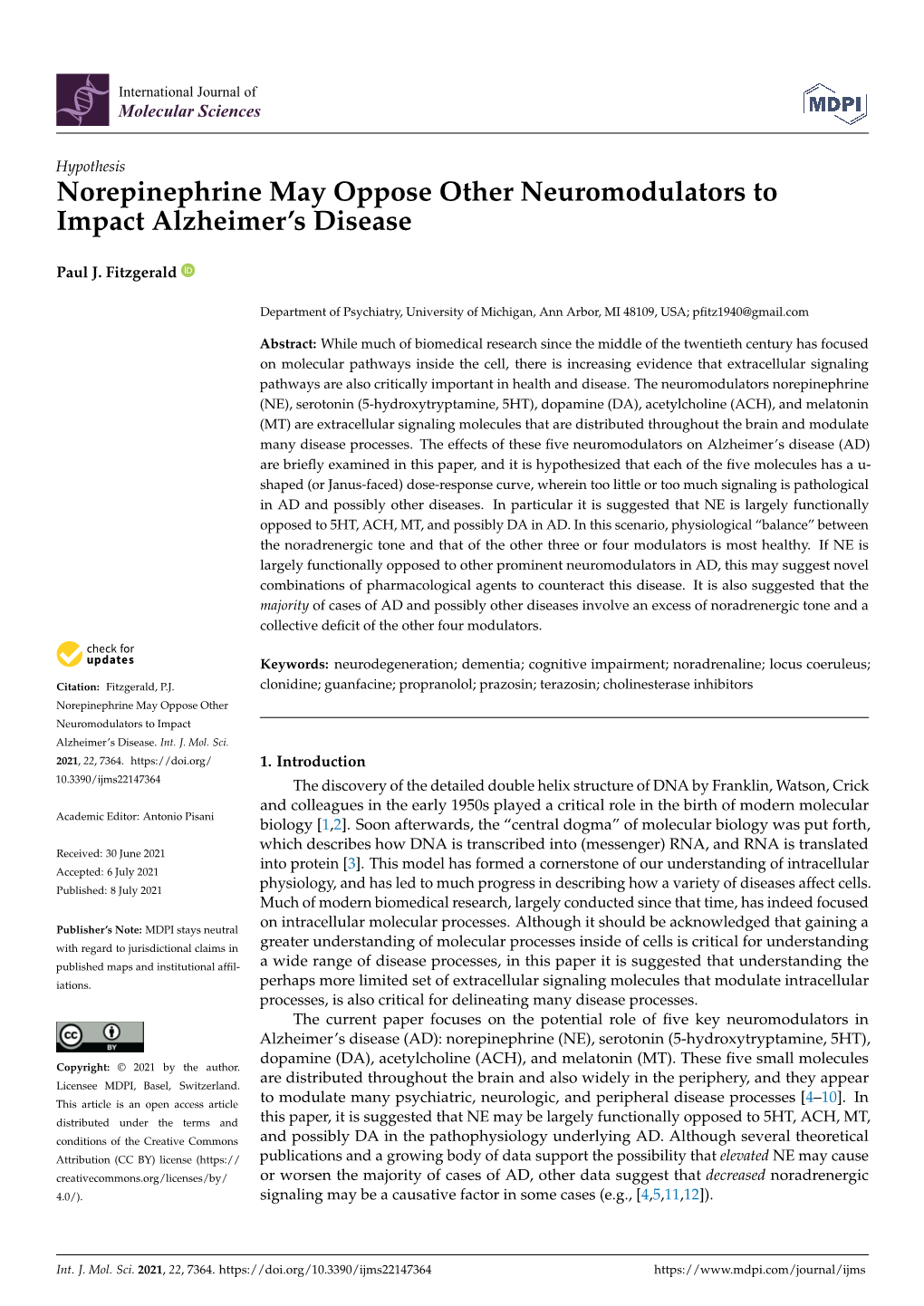 Norepinephrine May Oppose Other Neuromodulators to Impact Alzheimer’S Disease