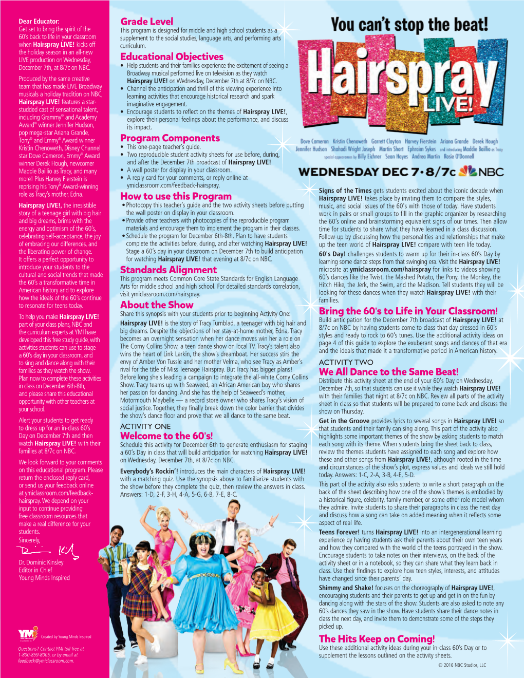 Hairspray LIVE! Kicks Off Curriculum