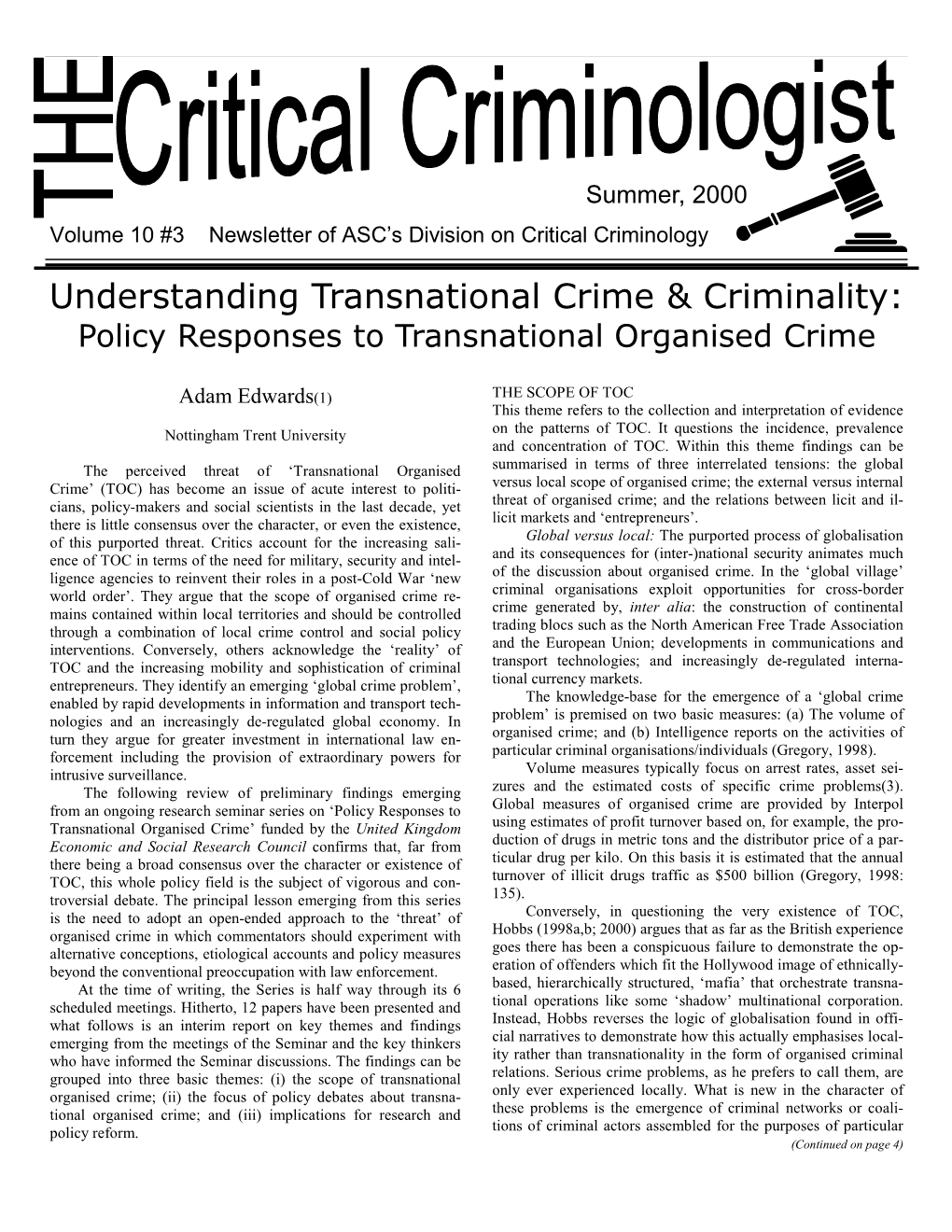 Understanding Transnational Crime & Criminality