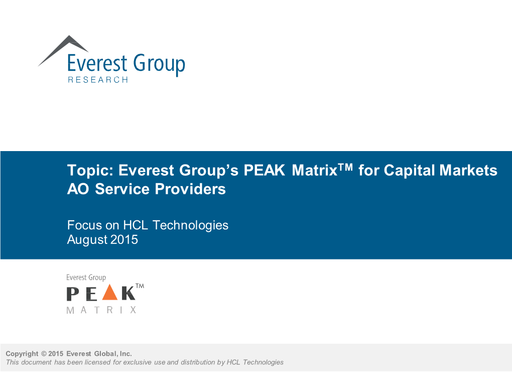 Everest Group's PEAK Matrix for Banking AO Service Providers
