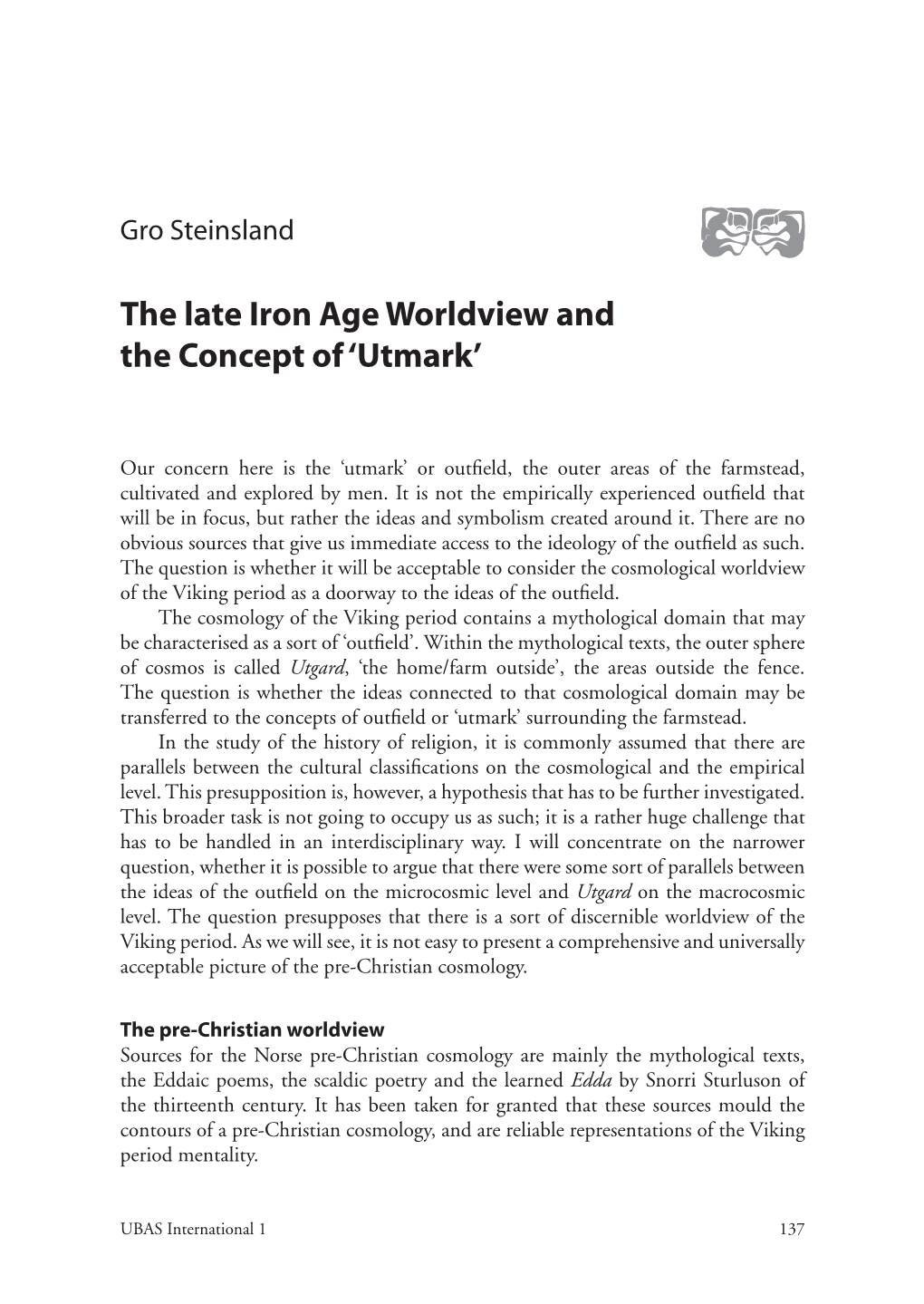 The Late Iron Age Worldview and the Concept of 'Utmark'