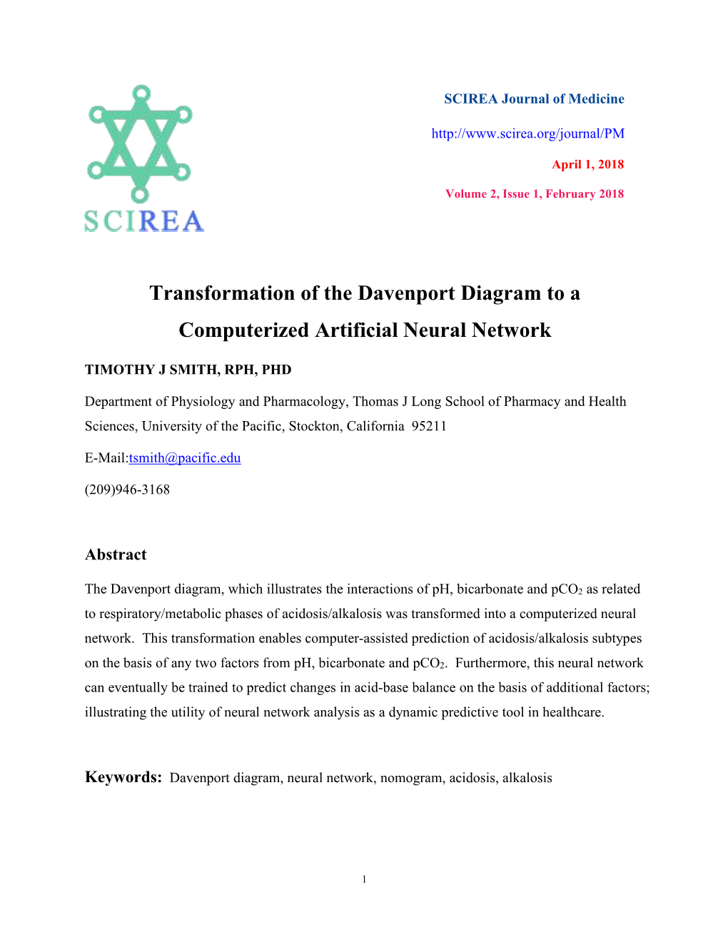 Transformation of the Davenport Diagram to a Computerized Artificial Neural Network