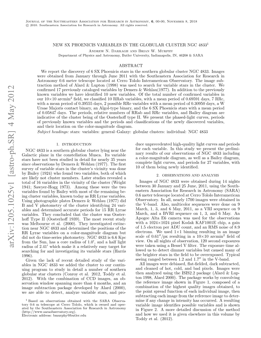 NEW SX PHOENICIS VARIABLES in the GLOBULAR CLUSTER NGC 48331 Andrew N