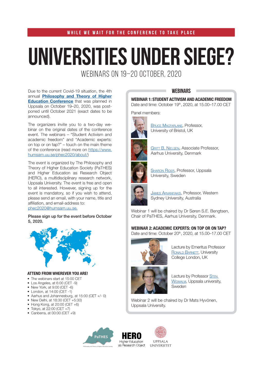 UNIVERSITIES UNDER SIEGE? Webinars on 19–20 October, 2020