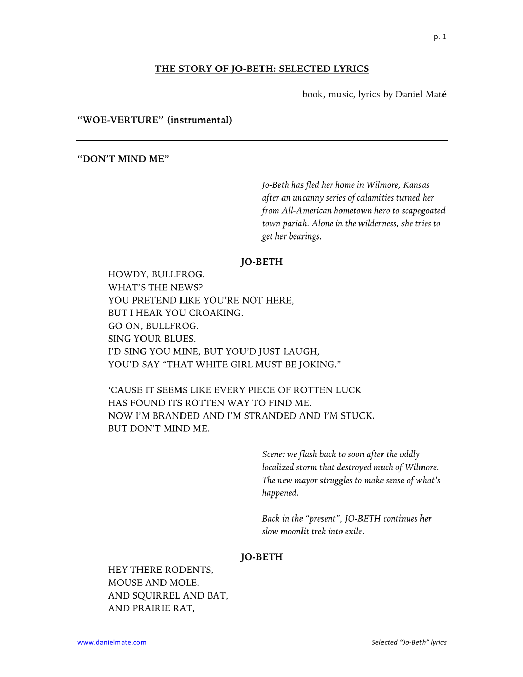 Jo-Beth Lyrics for Site