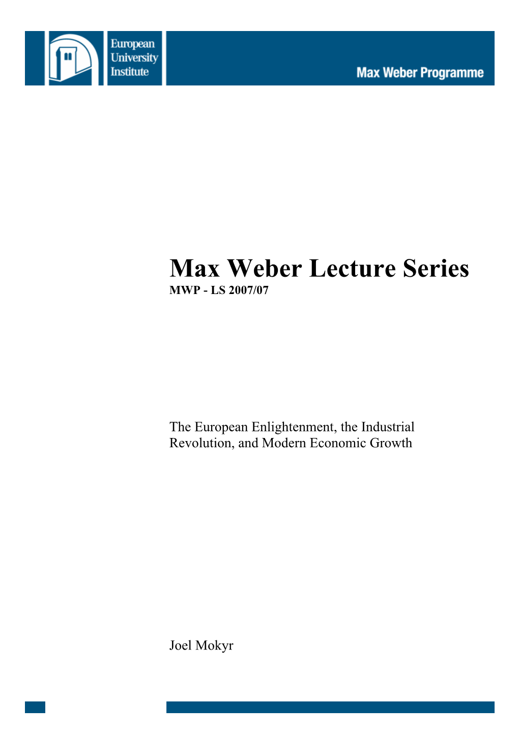 European Enlightenment, the Industrial Revolution, and Modern Economic Growth