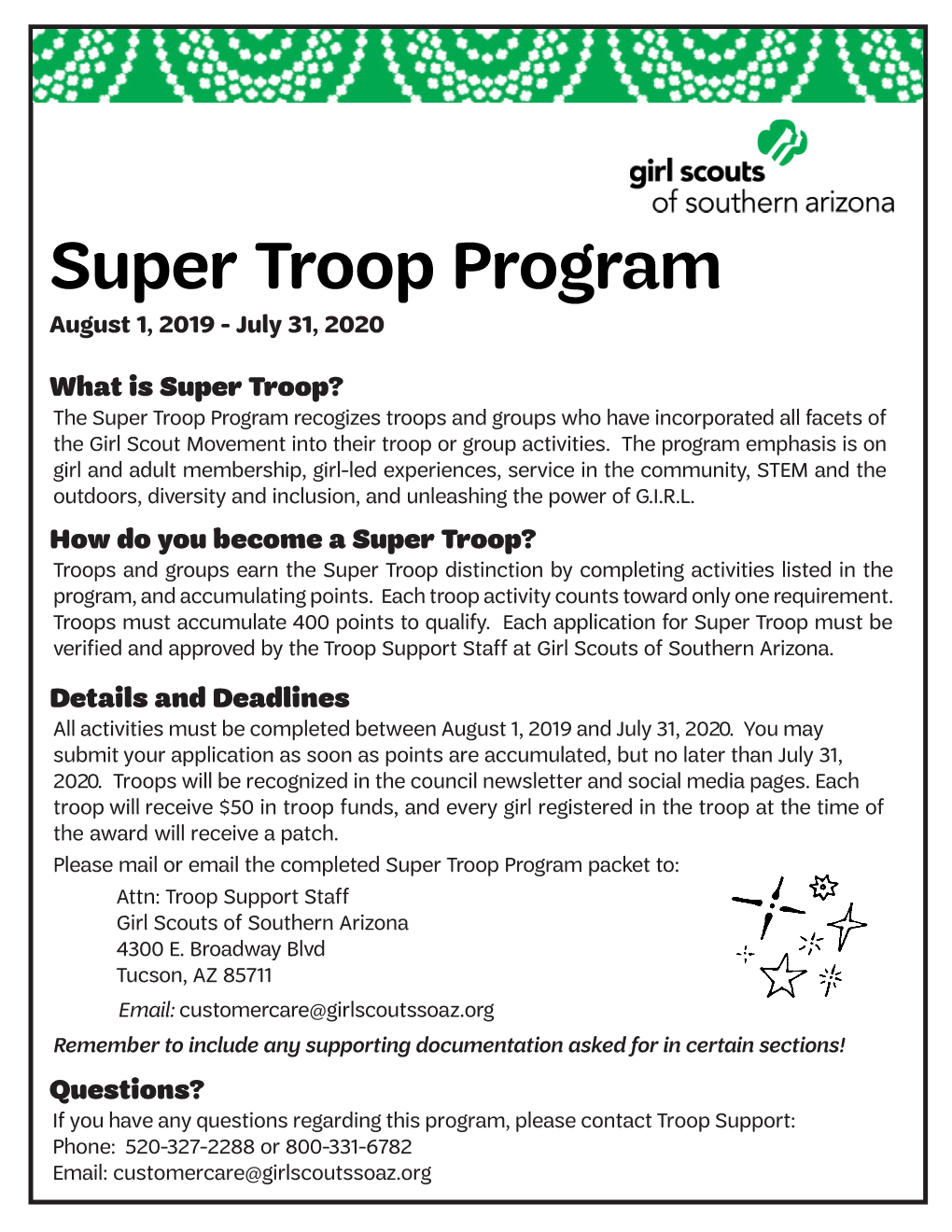 Super Troop Program Guidelines