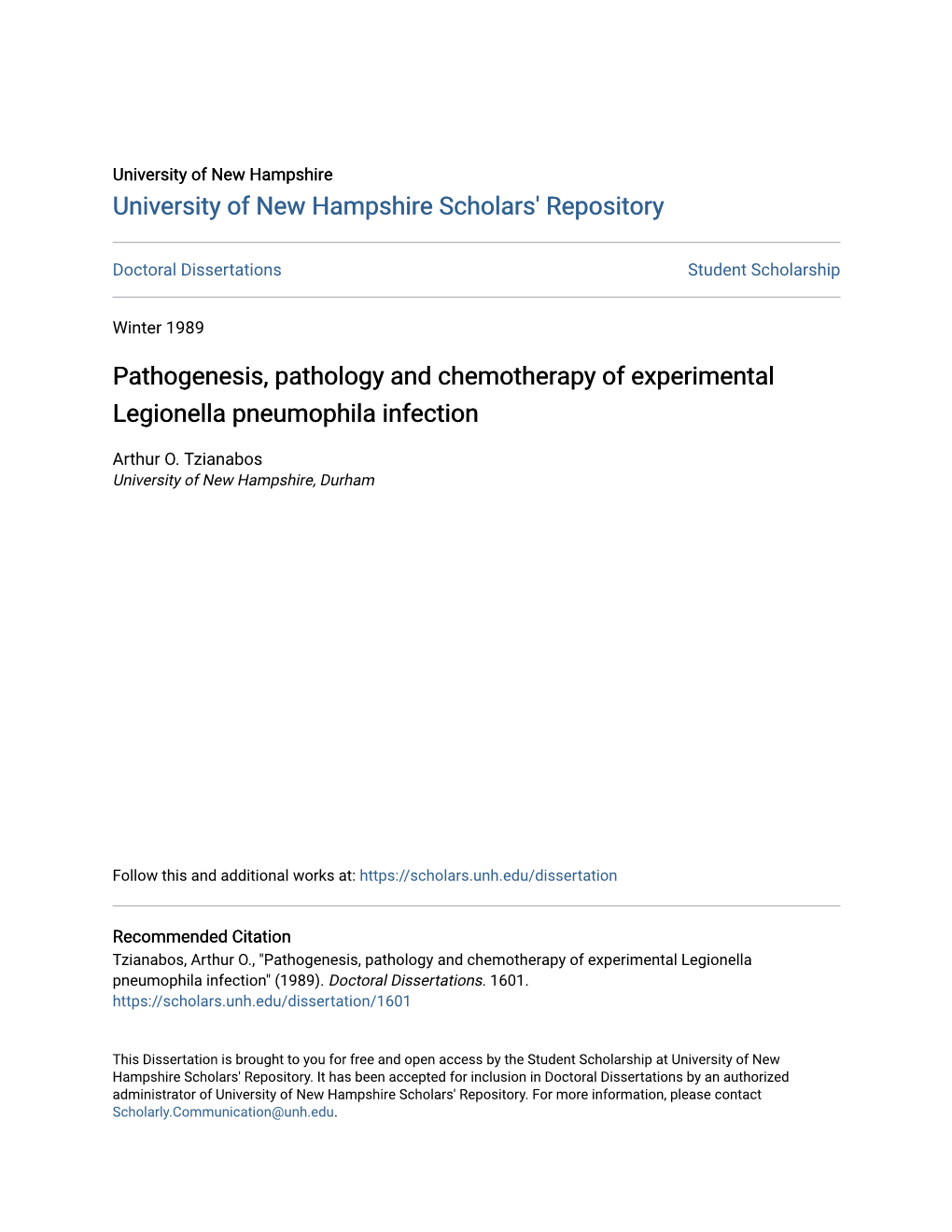 Pathogenesis, Pathology and Chemotherapy of Experimental Legionella Pneumophila Infection