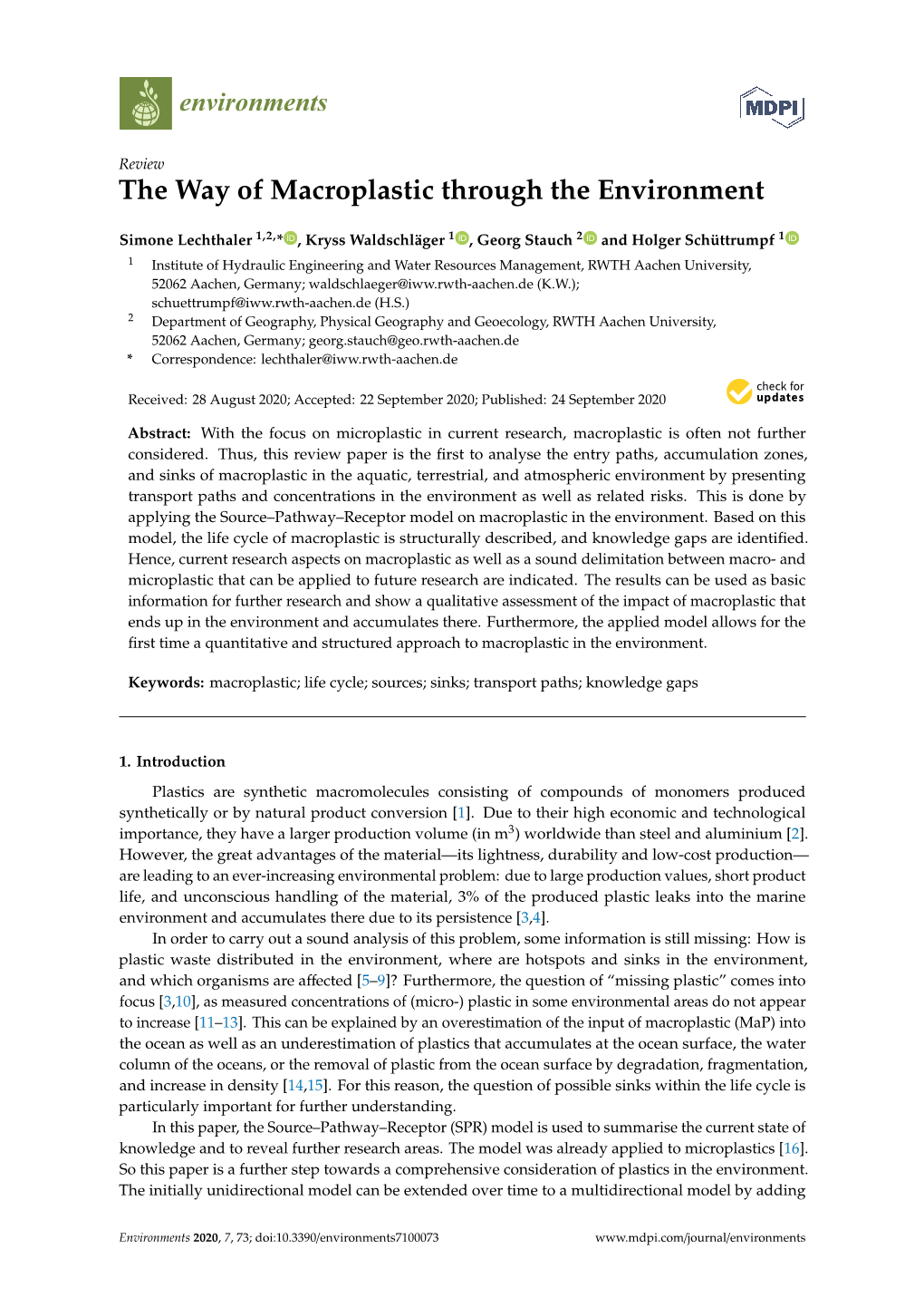 The Way of Macroplastic Through the Environment