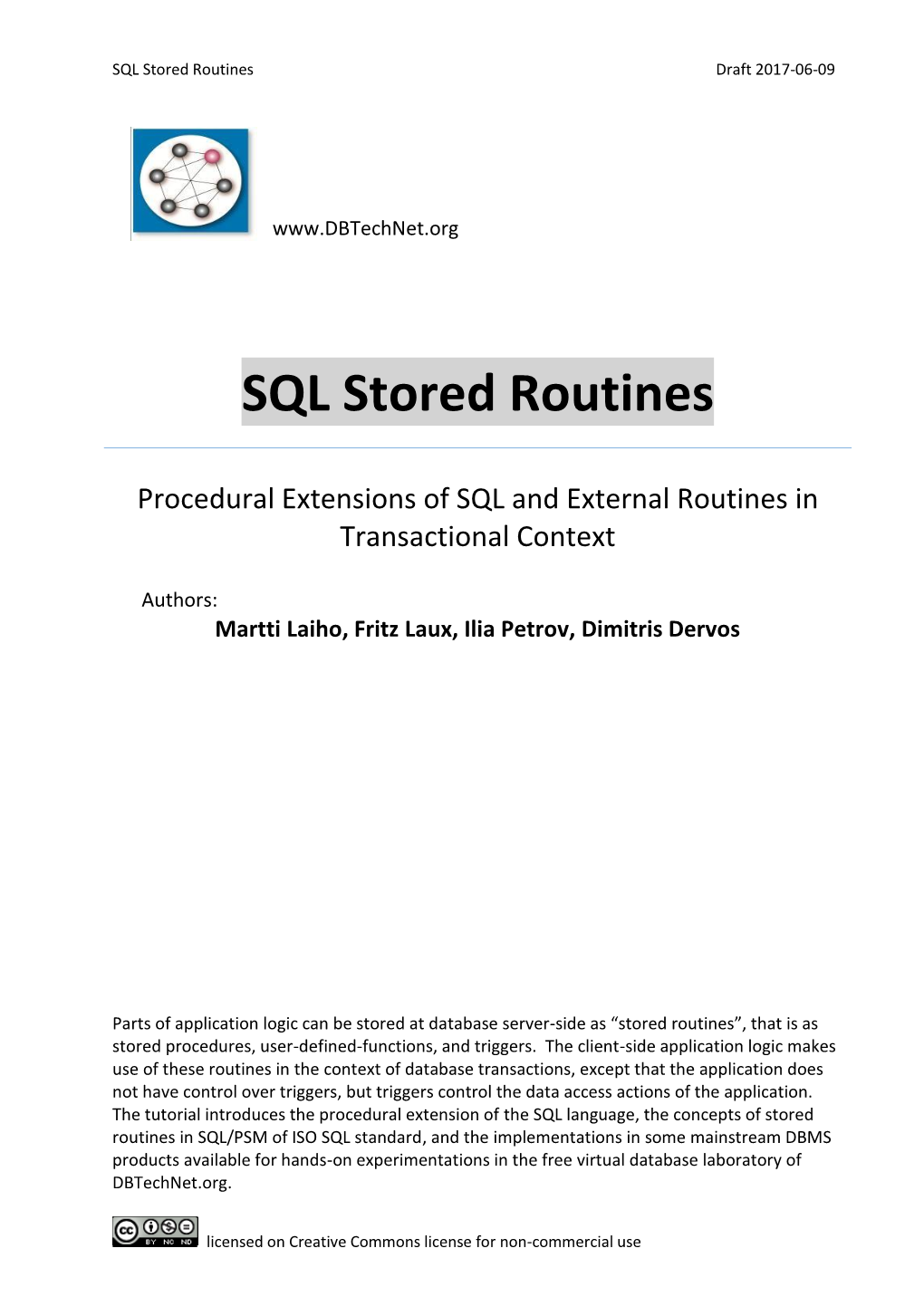 SQL Stored Routines Draft 2017-06-09