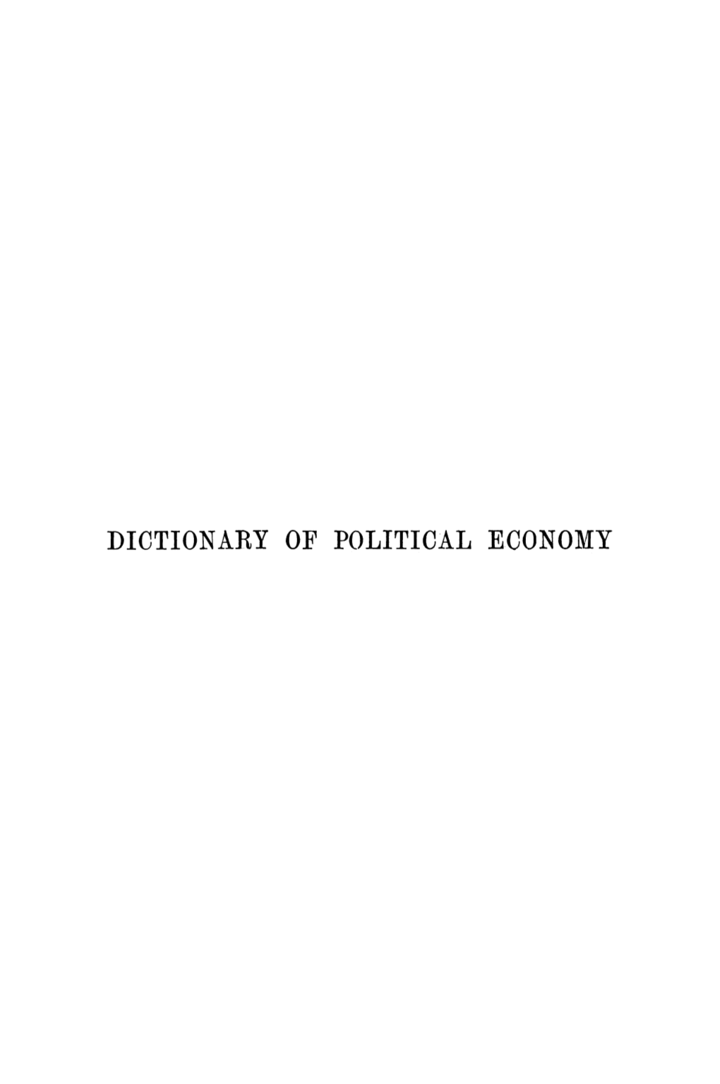 Dictionary of Political Economy