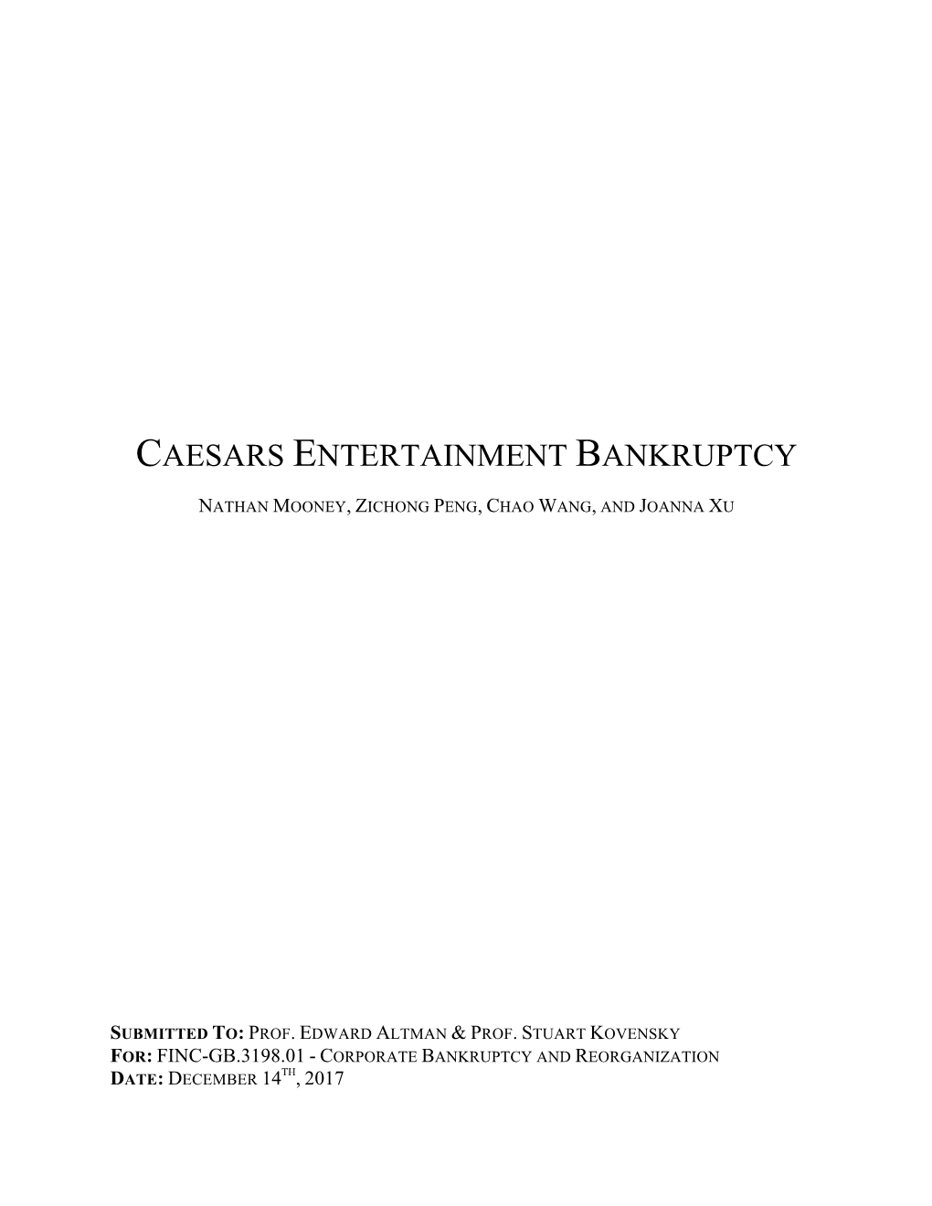 Caesars Entertainment Bankruptcy