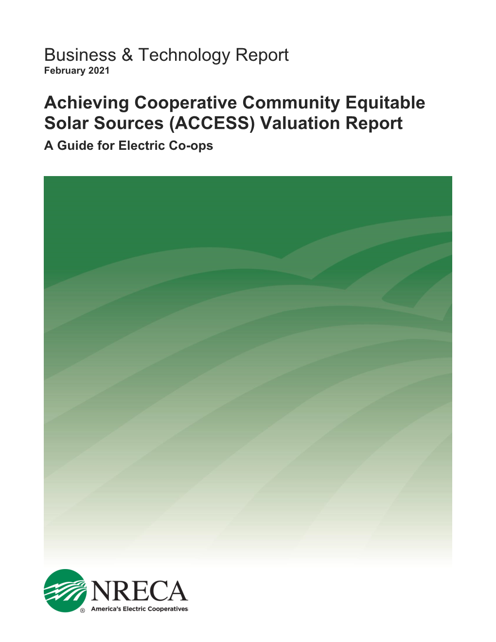 Business & Technology Report Achieving Cooperative Community