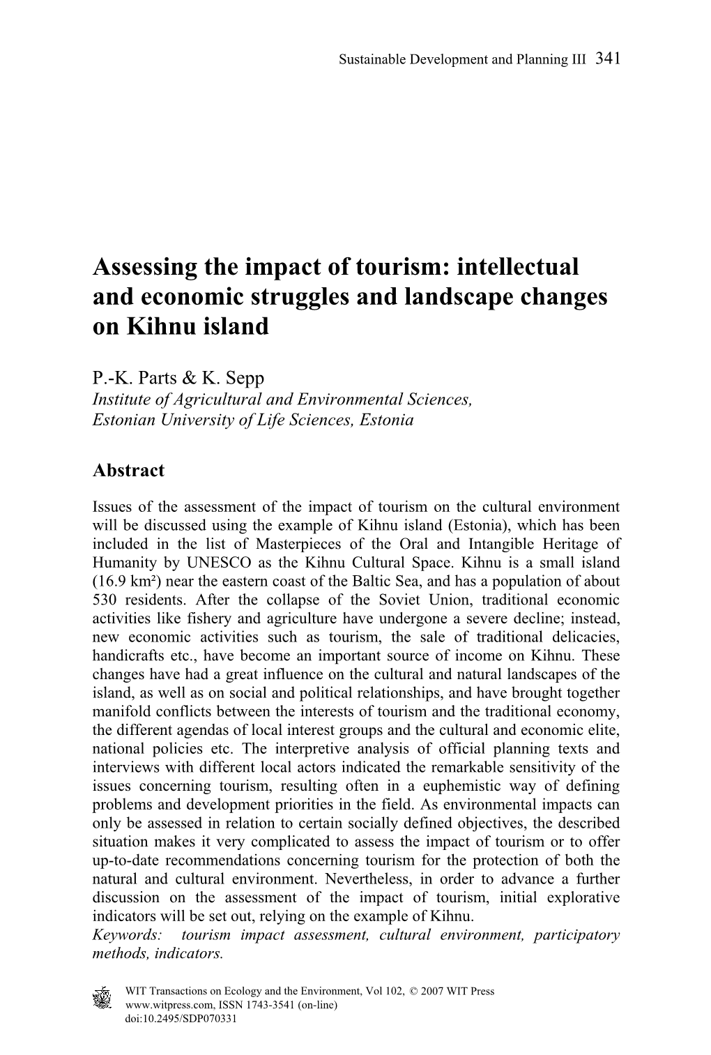 Intellectual and Economic Struggles and Landscape Changes on Kihnu Island