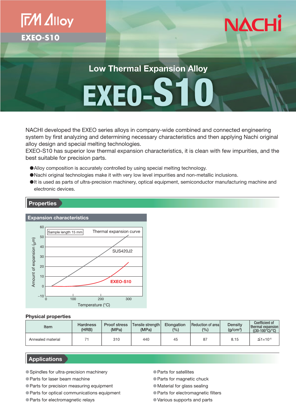 EXEO-S10 (Low Thermal Expansion Alloy)