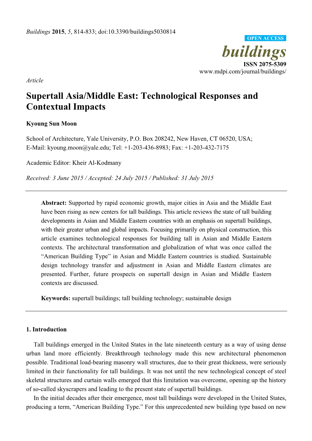 Supertall Asia/Middle East: Technological Responses and Contextual Impacts