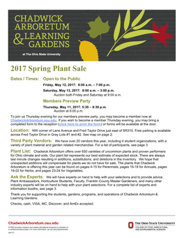 2017 Spring Plant Sale