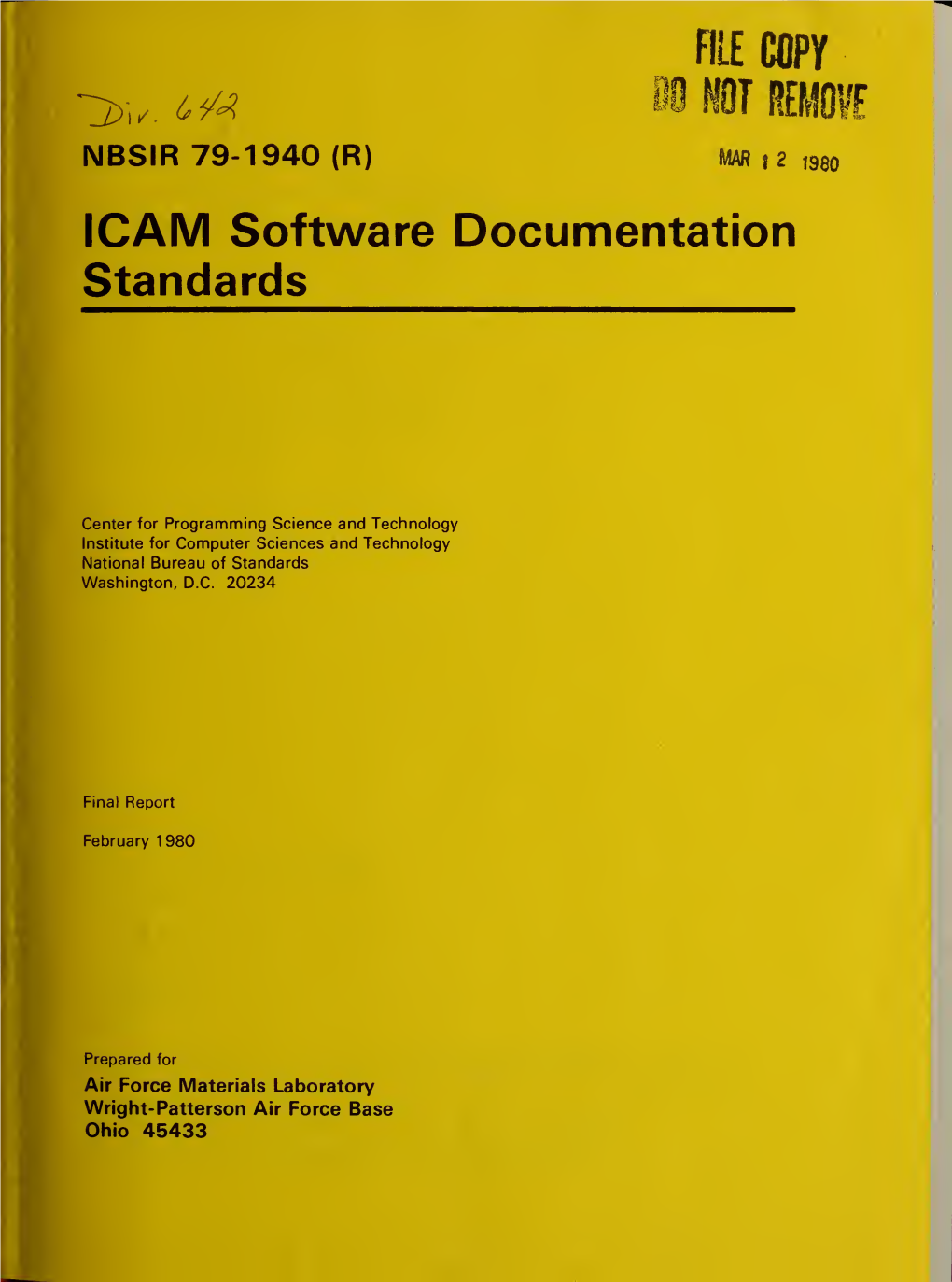 ICAM Software Documentation Standards