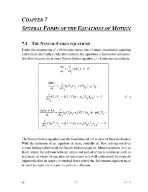 Chapter 7 Several Forms of the Equations of Motion