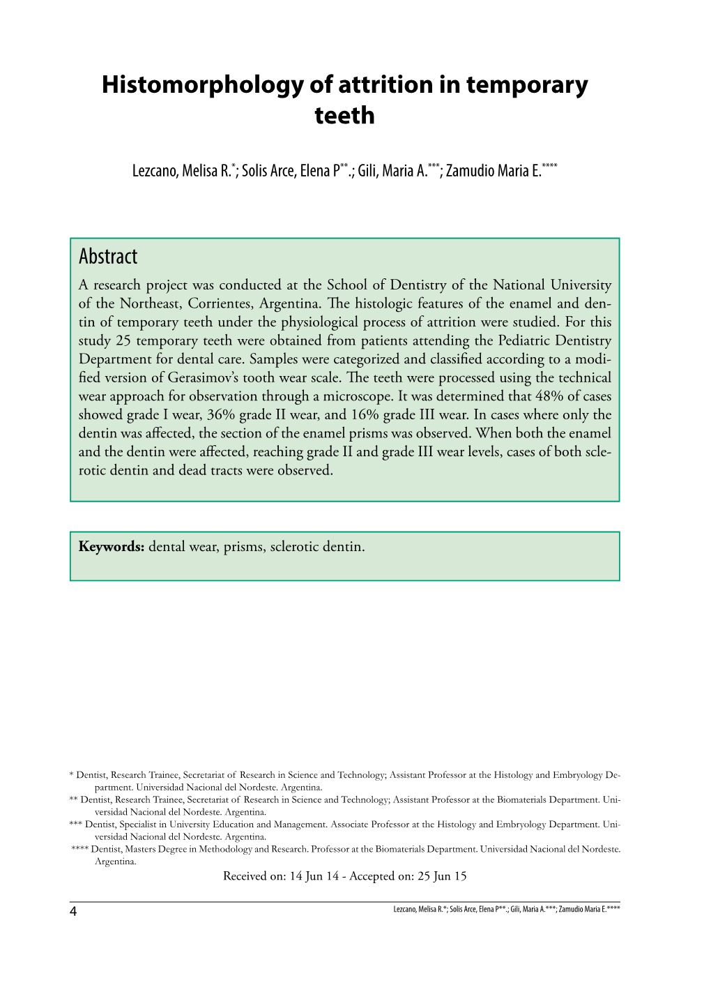 Histomorphology of Attrition in Temporary Teeth