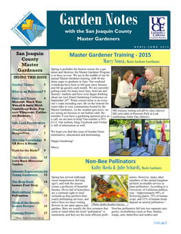 Garden Notes with the San Joaquin County Master Gardeners