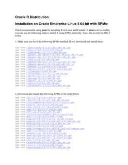 Oracle R Distribution Installation on Oracle Enterprise Linux 5 64-Bit