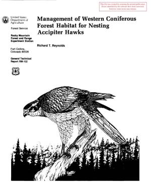 Management of Western Coniferous Forest Habitat for Nesting Accipiter Hawks