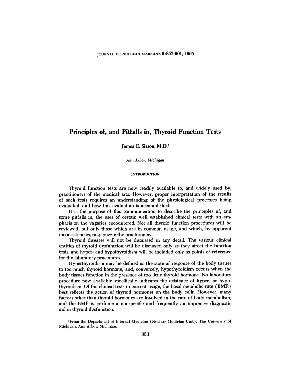 Principles Of, and Pitfalls In, Thyroid Function Tests