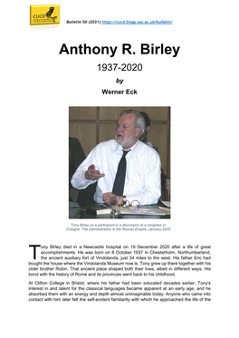 Anthony R. Birley (1937-2020)