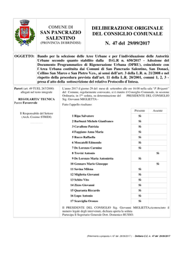 DELIBERAZIONE ORIGINALE DEL CONSIGLIO COMUNALE N. 47 Del