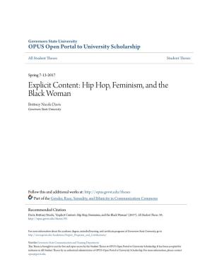 Explicit Content: Hip Hop, Feminism, and the Black Woman Brittney Nicole Davis Governors State University