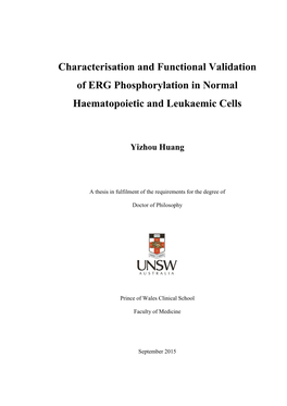 Characterisation and Functional Validation of ERG Phosphorylation in Normal Haematopoietic and Leukaemic Cells