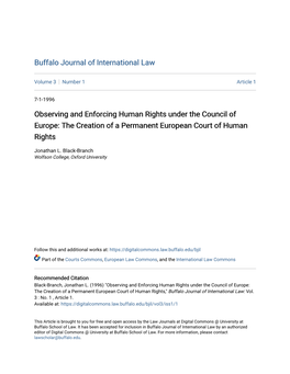 Observing and Enforcing Human Rights Under the Council of Europe: the Creation of a Permanent European Court of Human Rights
