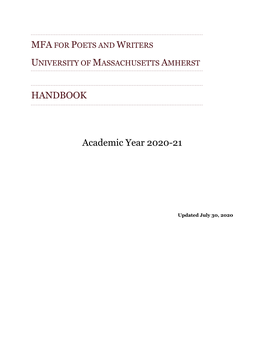 HANDBOOK Academic Year 2020-21